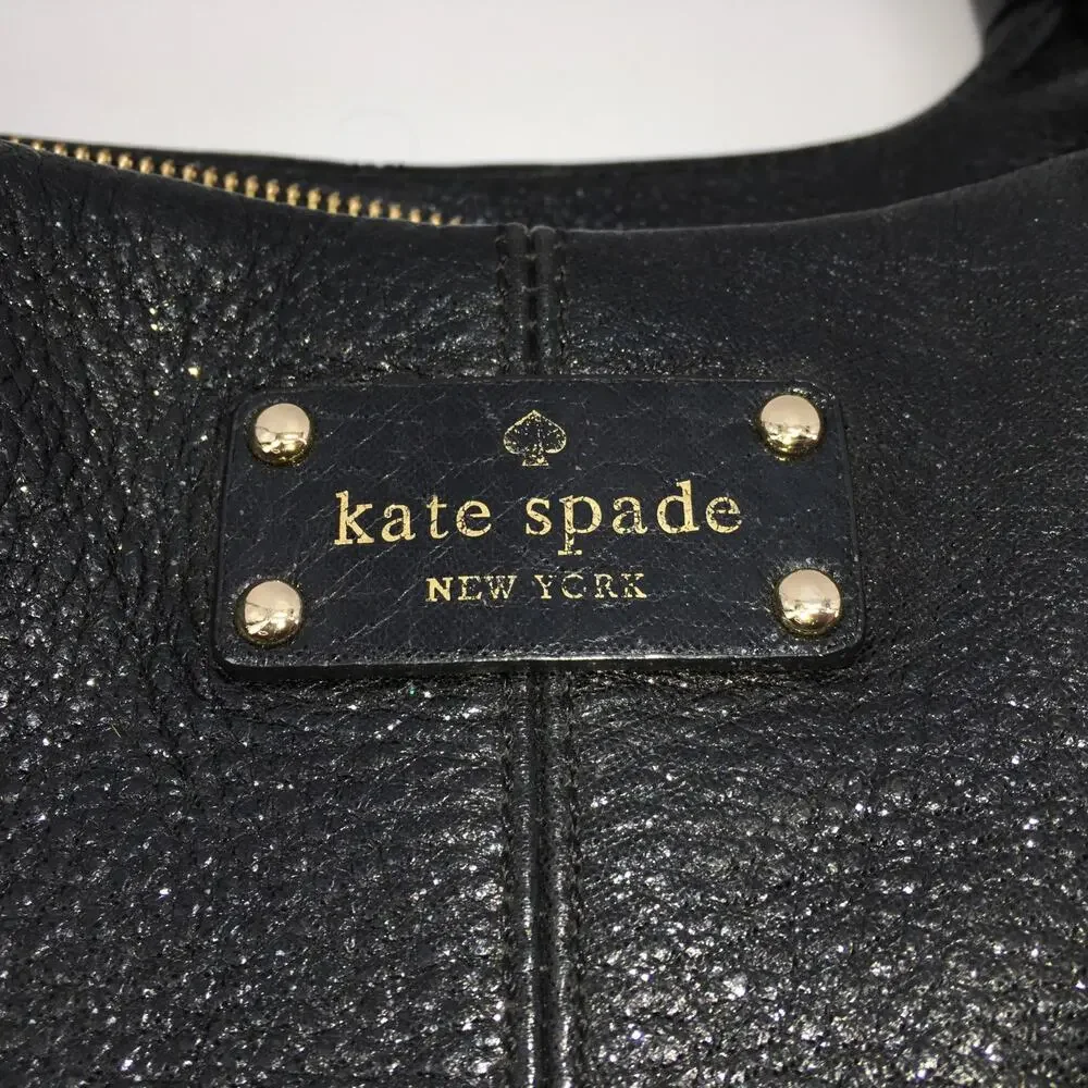 Kate Spade New York Berkshire Road Stevie Black Leather Hobo Satchel Purse Bag